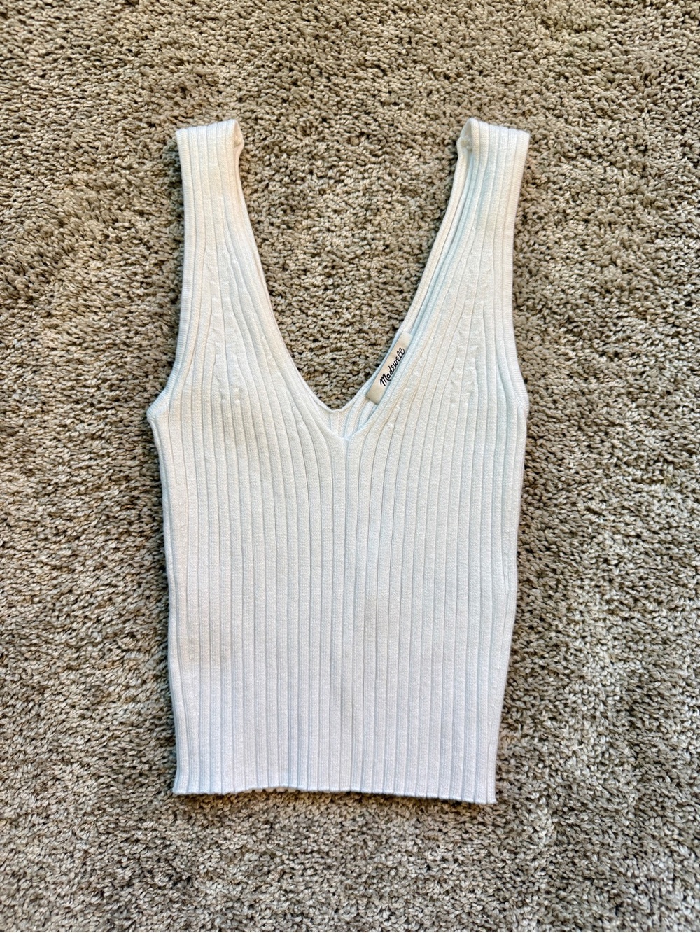 Madewell V-Neck Crop Sweater Tank Eyelet White Size XXS